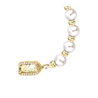 KARL LAGERFELD PEARL KLAYR12 Γυναικείο Κολιέ Χρυσό Με Πέρλα Και Λογότυπο