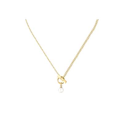 KARL LAGERFELD PEARL KLAYR12 Γυναικείο Κολιέ Χρυσό Με Πέρλα Και Λογότυπο