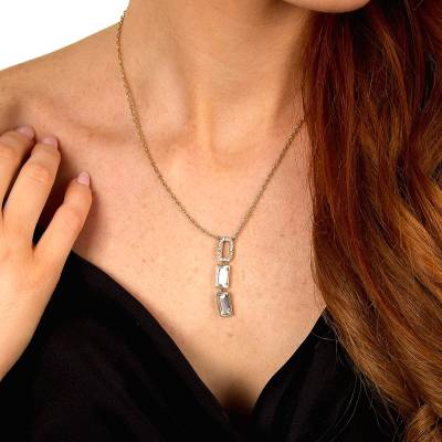 KARL LAGERFELD CRYSTALS Γυναικείο Κολιέ Χρυσό Με Σχέδιο Με Πέτρες