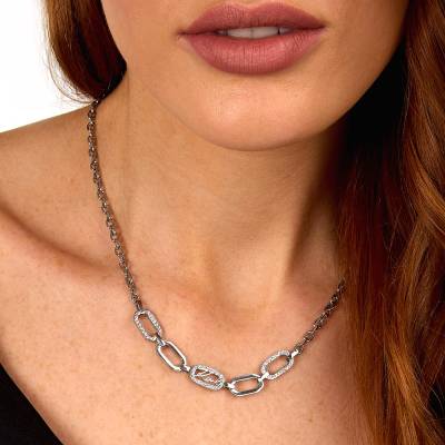 KARL LAGERFELD CRYSTALS Γυναικείο Κολιέ Ασημένιο Με Σχέδιο Με Λογότυπο