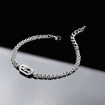 KARL LAGERFELD CRYSTALS Γυναικείο Βραχιόλι Ασημένιο Με Λογότυπο Με Πέτρες