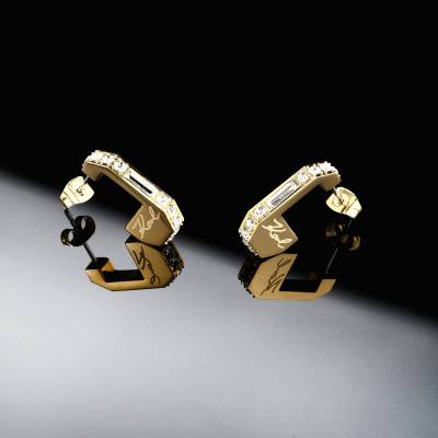KARL LAGERFELD CRYSTALS Γυναικεία Σκουλαρίκια Χρυσά Με Πέτρες Και Λογότυπο