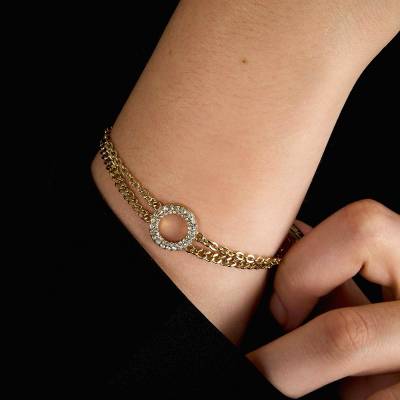 KARL LAGERFELD CRYSTALS Γυναικείο Βραχιόλι Χρυσό Με Πέτρες