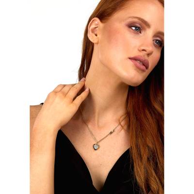 KARL LAGERFELD CHARMS Γυναικείο Κολιέ Χρυσό Με Καρδιά Με Πέτρες Και Λογότυπο