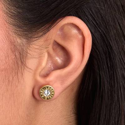 KARL LAGERFELD ILLUME Γυναικεία Σκουλαρίκια Χρυσά Με Πέτρες Και Λογότυπο