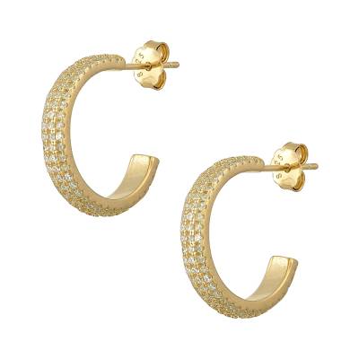 Ασημένια Σκουλαρίκια Κρίκος με Πέτρες 925