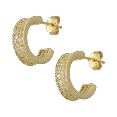 Ασημένια Σκουλαρίκια Κρίκος με Πέτρες 925