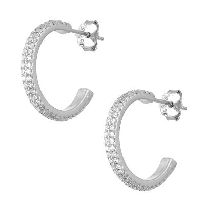 Ασημένια Σκουλαρίκια Κρίκος με Πέτρες 925