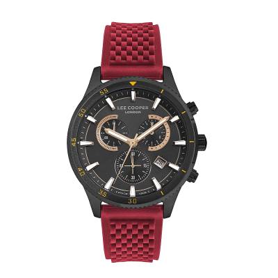 Lee Cooper Ρολόι με Κόκκινο Λουράκι Σιλικόνης LC07373.658