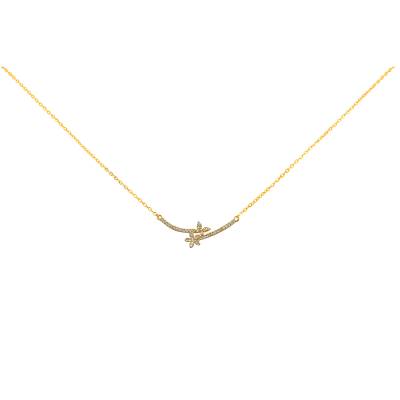 Ασημένιο Κολιέ με Λουλούδι και Ζιργκόν