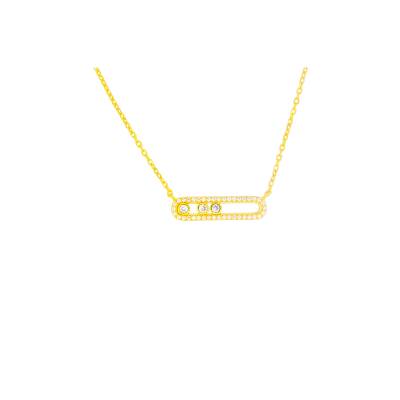 Ασημένια Κολιέ  Επιχρυσωμένο σε Σχήμα Οβάλ με Πέτρες Ζιγκόν