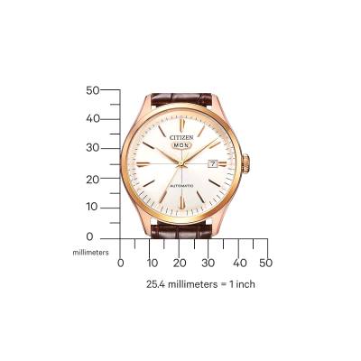 Ρολόι CITIZEN Automatic με Καφέ Δερμάτινο Λουράκι NH8393-05AE