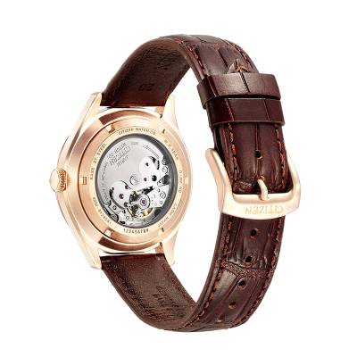 Ρολόι CITIZEN Automatic με Καφέ Δερμάτινο Λουράκι NH8393-05AE