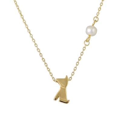 Ασημένιο Κολιέ με Σταυρό και Μαργαριτάρι 925