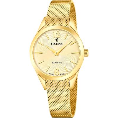 Γυναικείο Festina Swiss Made με Χρυσό Μπρασελέ F20077/3