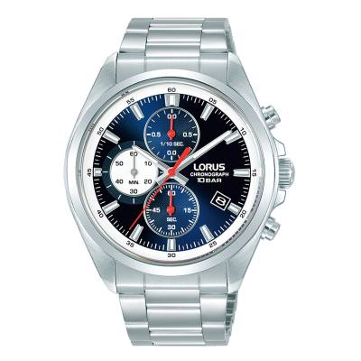 LORUS Sports Ανδρικό με Μπλε Κάντράν και Ασημί Μπρασελέ RM383JX9