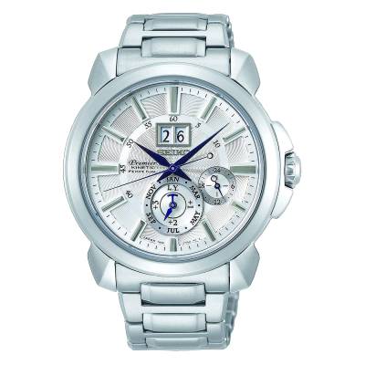 Seiko Premier Kinetic Perpetual με Λευκό Καντράν SNP159P1