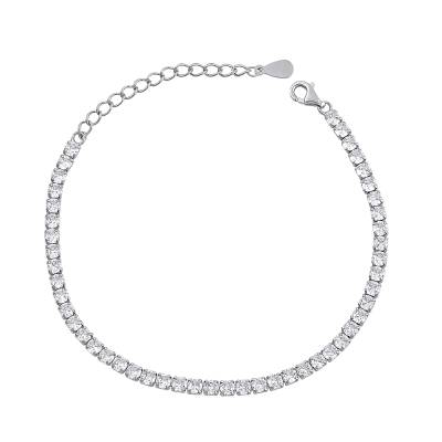 Ασημένιο Βραχιόλι Ριβιέρα με Πέτρες Ζιργκόν 925