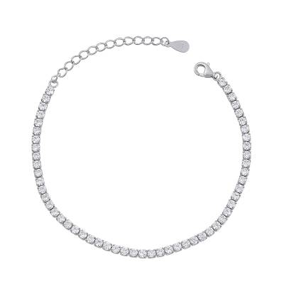 Ασημένιο Βραχιόλι Ριβιέρα με Πέτρες Ζιργκόν 925