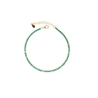Ασημένιο Βραχιόλι Επιχρυσωμένο Ριβιέρα με Πράσινες Πέτρες Ζιργκόν