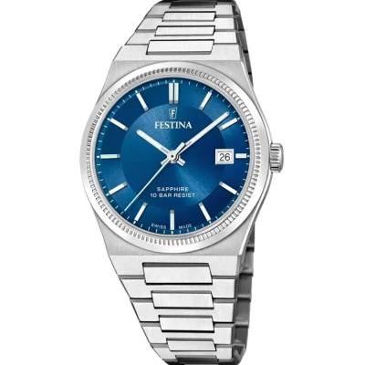 Ανδρικό Ρολόι Festina Swiss Made με Μπλε Καντράν F20034/2