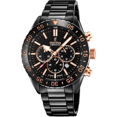 Ανδρικό Ρολόι Festina Ceramic με Μαύρο Μπρασελέ F20577/1