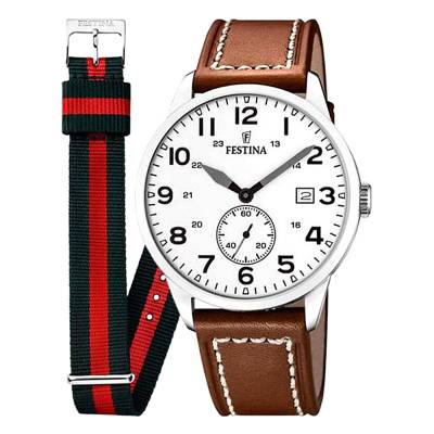 Ανδρικό Ρολόι Festina με Καφέ Δερμάτινο Λουράκι F20347/5