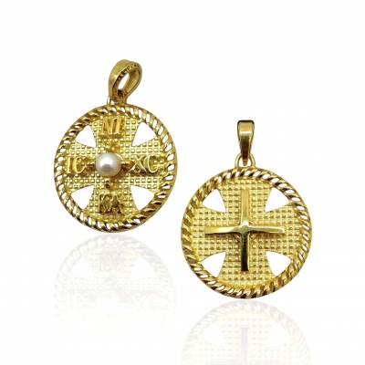 Κωνσταντινάτο 14 Καρατίων Διπλής Όψης με Μαργαριτάρι