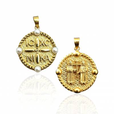 Κωνσταντινάτο 9 Καρατίων Διπλής Όψης με Μαργαριτάρια