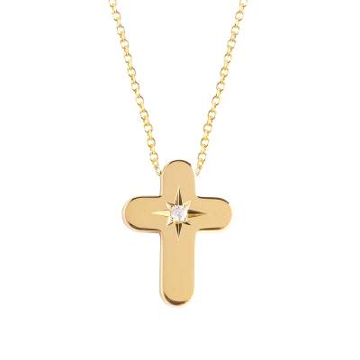Χρυσό Κολιέ με Σταυρό και Διαμάντια DIW=0.022 14Κ ΧΚ4993
